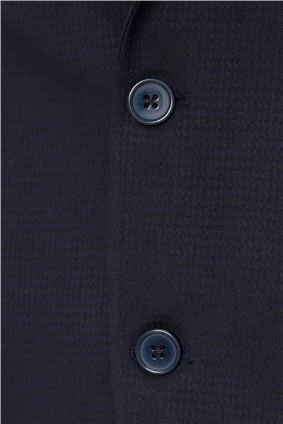 Lacivert Slim Fit Armürlü Sivri Yaka 6 Drop Yelekli Klasik Takım Elbise