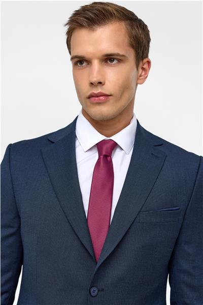 Lacivert Slim Desenli Mono Yaka 6 Drop Takım Elbise