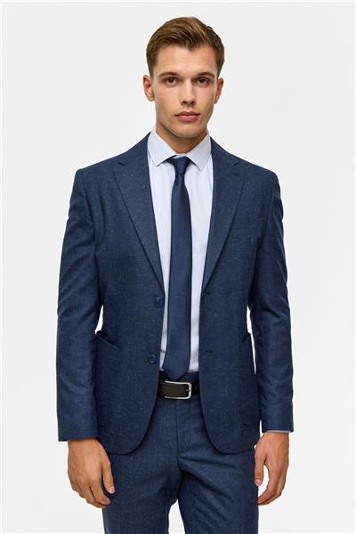 Lacivert Slim Desenli Mono Yaka 6 Drop Takım Elbise