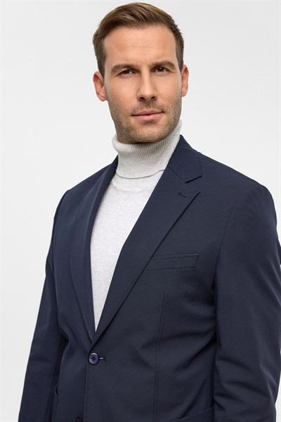 Lacivert Slim Desenli Mono Yaka 6 Drop Takım Elbise