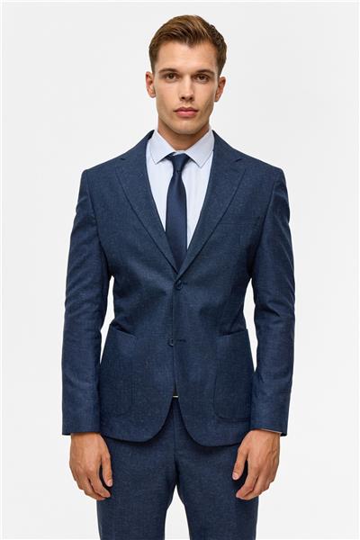 Lacivert Slim Desenli Mono Yaka 6 Drop Takım Elbise