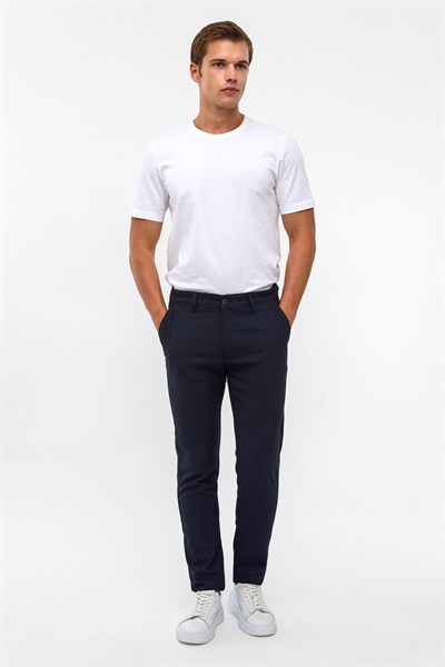 Lacivert Slim Desenli Pantolon