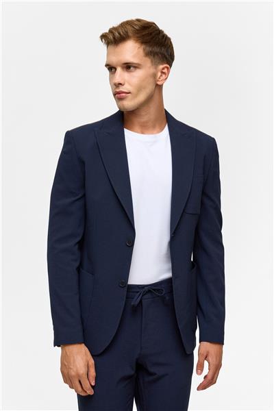 Lacivert Slim Desenli Sivri Yaka 6 Drop Takım Elbise