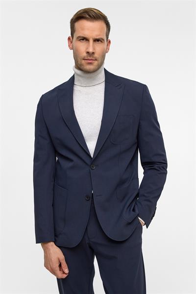 Lacivert Slim Desenli Sivri Yaka 6 Drop Yelekli Takım Elbise