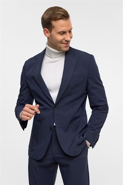 Lacivert Slim Desenli Sivri Yaka 6 Drop Yelekli Takım Elbise