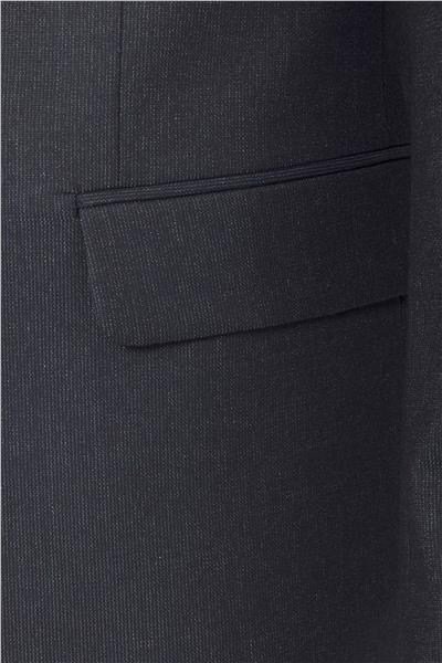 Lacivert Slim Fit Desenli Sivri Yaka 6 Drop Klasik Takım Elbise