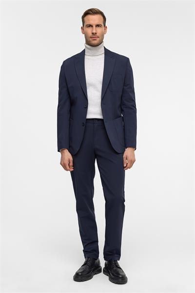 Lacivert Slim Desenli Sivri Yaka 6 Drop Yelekli Takım Elbise