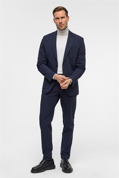 Lacivert Slim Desenli Sivri Yaka 6 Drop Yelekli Takım Elbise