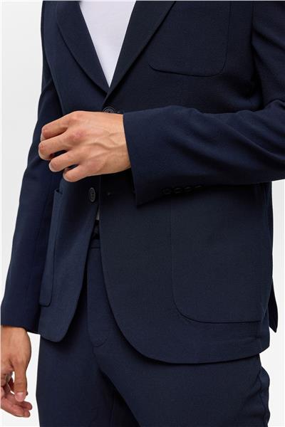 Lacivert Slim Desenli Sivri Yaka 6 Drop Takım Elbise