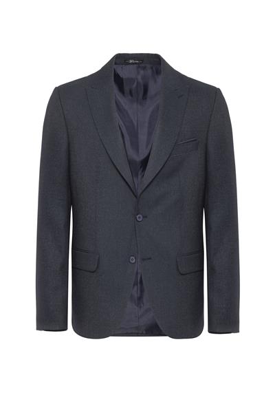 Lacivert Slim Fit Desenli Sivri Yaka 6 Drop Klasik Takım Elbise