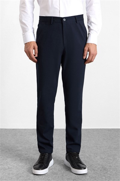 Lacivert Slim Düz Bezayağı Yarım Lastikli Jogger Pantolon