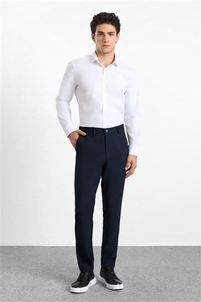 Lacivert Slim Düz Bezayağı Yarım Lastikli Jogger Pantolon