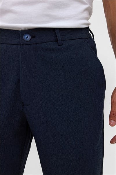 Lacivert Slim Düz Jogger Pantolon