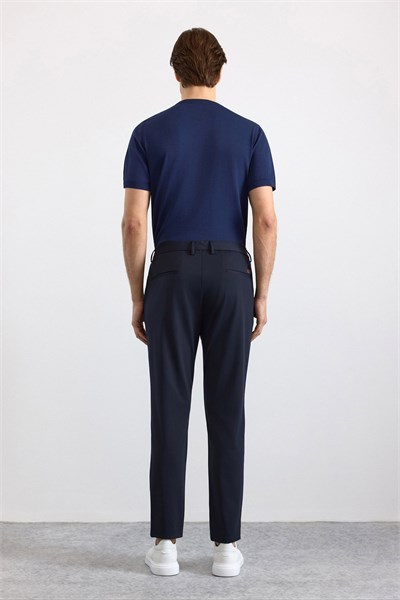 Lacivert Slim Düz Jogger Pantolon