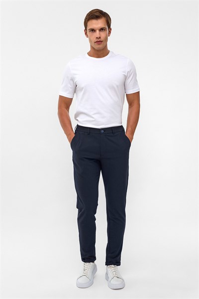 Lacivert Slim Düz Jogger Pantolon