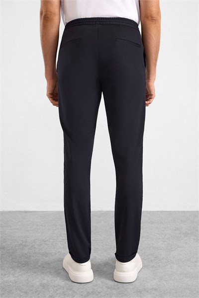 Lacivert Slim Düz Jogger Pantolon