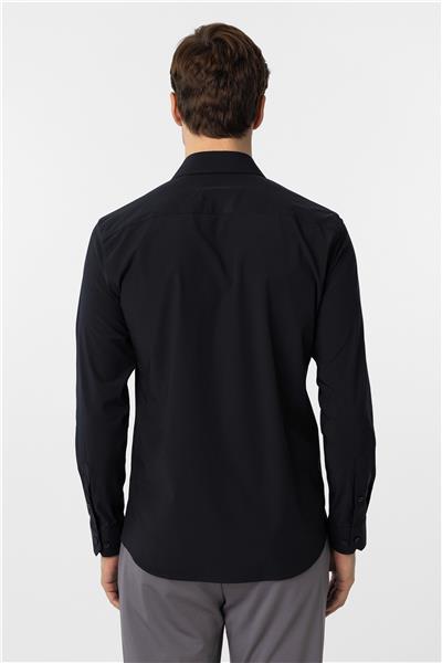 Lacivert Slim Fit Düz Klasik Yaka Gömlek