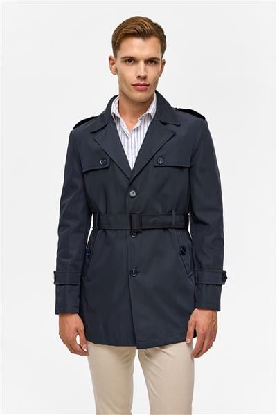 Lacivert Slim Düz Mont