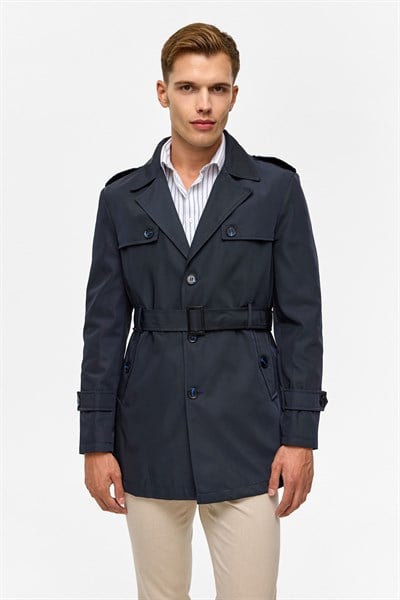 Lacivert Slim Düz Mont