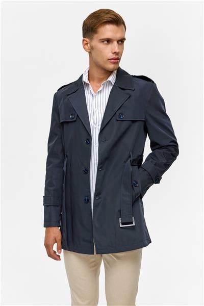 Lacivert Slim Düz Mont