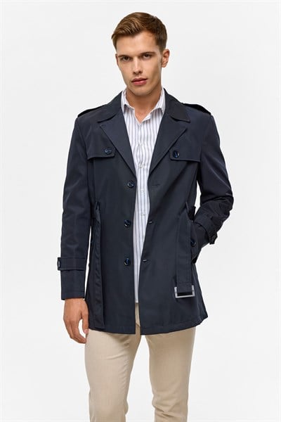 Lacivert Slim Düz Mont