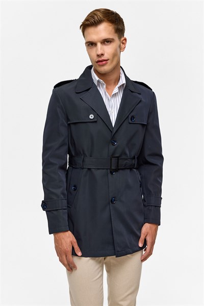 Lacivert Slim Düz Mont