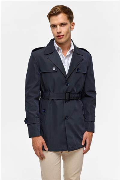 Lacivert Slim Düz Mont