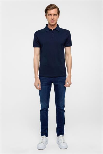 Lacivert Slim Düz Polo Yaka Tişört