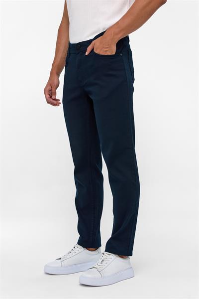Lacivert Slim Fit 5 Cep Kalıp Armürlü Kanvas Pantolon