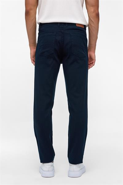 Lacivert Slim Fit 5 Cep Kalıp Armürlü Kanvas Pantolon