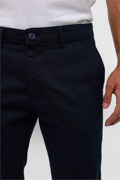 Lacivert Slim Fit Armürlü Chino Pantolon