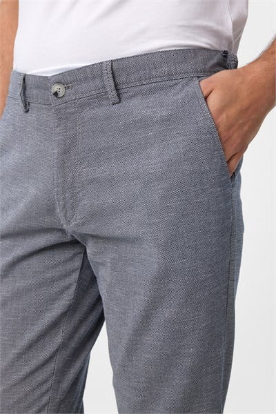 Lacivert Slim Fit Armürlü Kanvas Pantolon