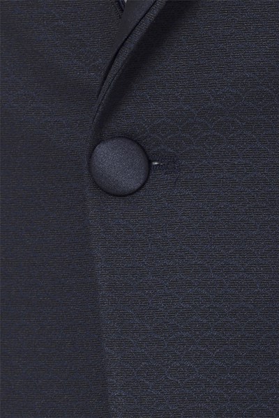 Lacivert Slim Fit Armürlü Mono Yaka 6 Drop Smokin & Damatlık