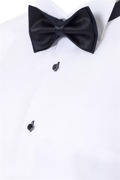 Lacivert Slim Fit Armürlü Sivri Yaka 6 Drop Smokin & Damatlık
