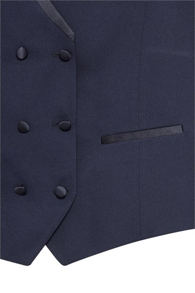 Lacivert Slim Fit Armürlü Sivri Yaka 6 Drop Smokin & Damatlık