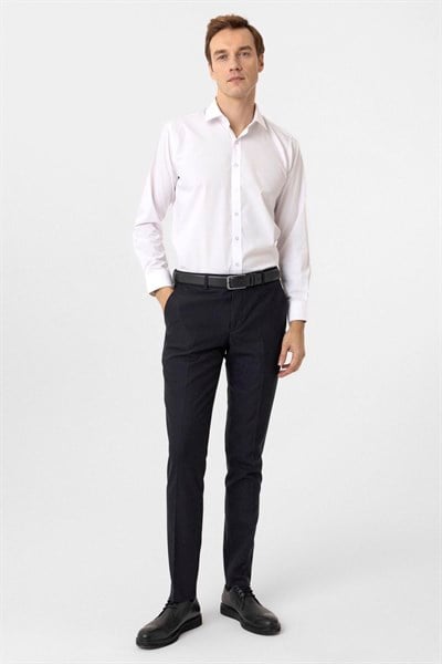 Lacivert Slim Fit Desenli Kumaş Pantolon