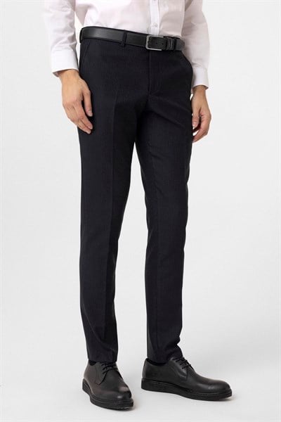 Lacivert Slim Fit Desenli Kumaş Pantolon