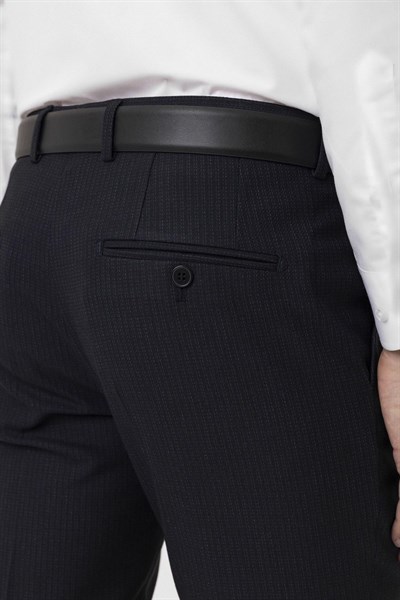 Lacivert Slim Fit Desenli Kumaş Pantolon