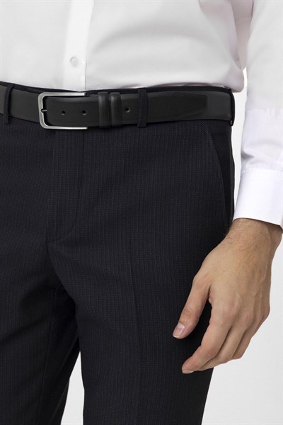 Lacivert Slim Fit Desenli Kumaş Pantolon