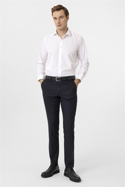 Lacivert Slim Fit Desenli Kumaş Pantolon