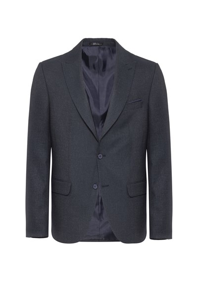 Lacivert Slim Fit Desenli Sivri Yaka 6 Drop Klasik Takım Elbise