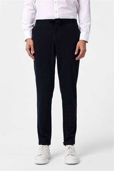Lacivert Slim Fit Düz Jogger Pantolon