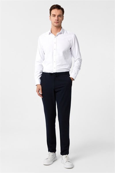 Lacivert Slim Fit Düz Jogger Pantolon