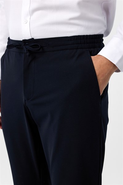 Lacivert Slim Fit Düz Jogger Pantolon