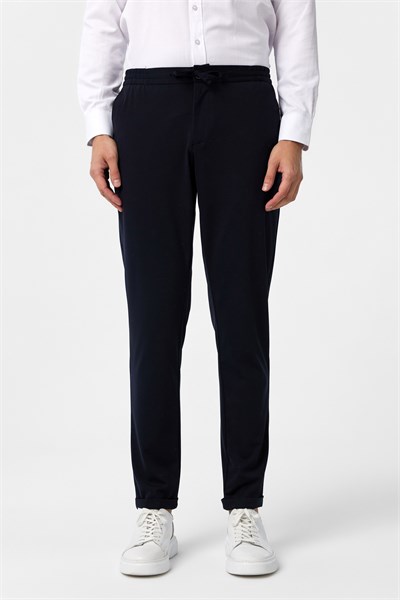 Lacivert Slim Fit Düz Jogger Pantolon