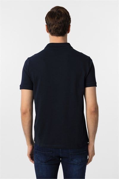 Lacivert Slim Fit Düz Polo Yaka Tişört