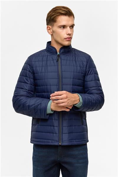 Lacivert Slim Kapitone Mont