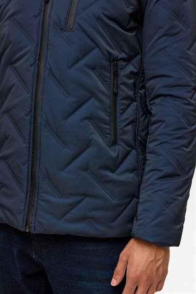 Lacivert Slim Kapitone Mont