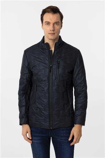 Lacivert Slim Kapitone Mont