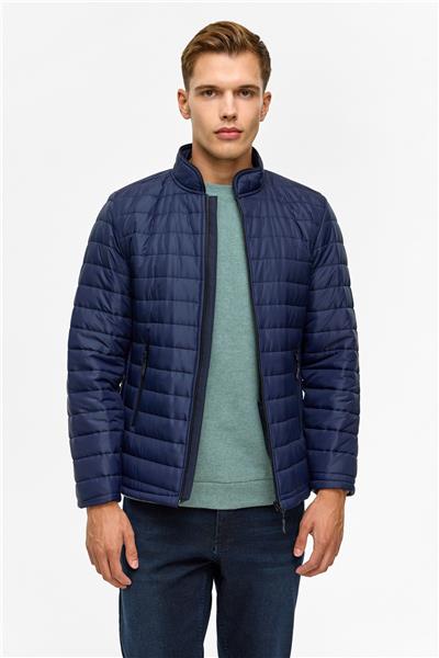 Lacivert Slim Kapitone Mont